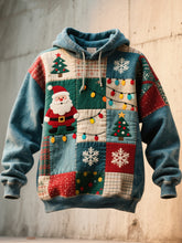 Herren Weihnachts inspiriert Patchwork Kunst gewaschen Hoodie